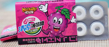 卡溜族休閑食品葡萄味無糖薄荷糖
