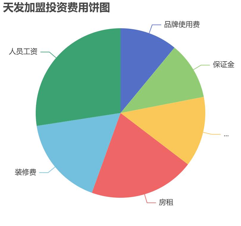 天發(fā)加盟投資費用餅狀圖表